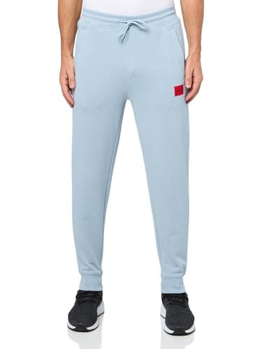 Image of Hugo Men's Regular Fit Square Logo Jersey Drawstring Joggers, Dust Blue, Medium