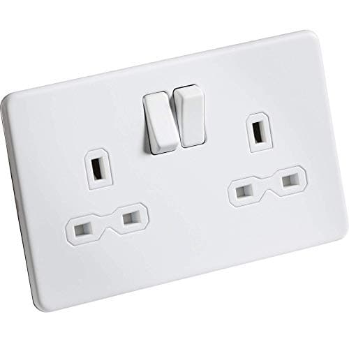 Image of Knightsbridge SFR9000MW 13A 2G DP Switched Socket with Twin Earths - Matt White with White Insert