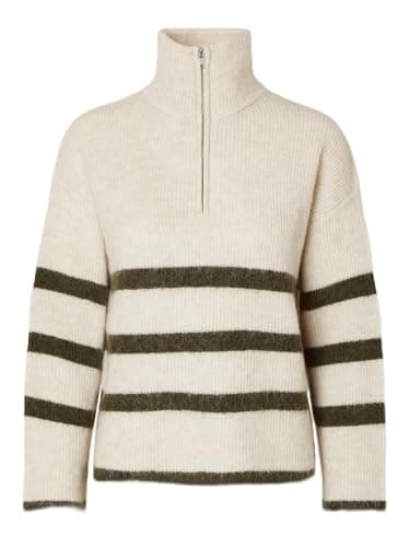 Image of SELECTED FEMME Female Pullover Half-Zip, Birch 2., M