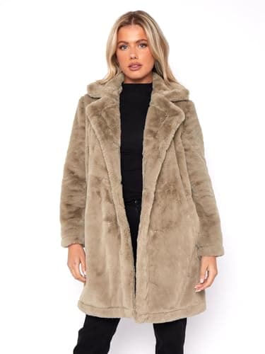 Image of SS7 Womens Faux Fur Coat Taupe