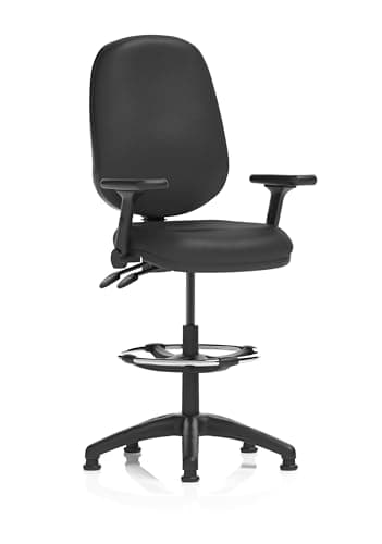 Image of Dynamic Eclipse Plus II Lever Task Operator Chair With High Rise Draughtsman Kit With Height Adjustable And Folding Arms Black Bonded Leather