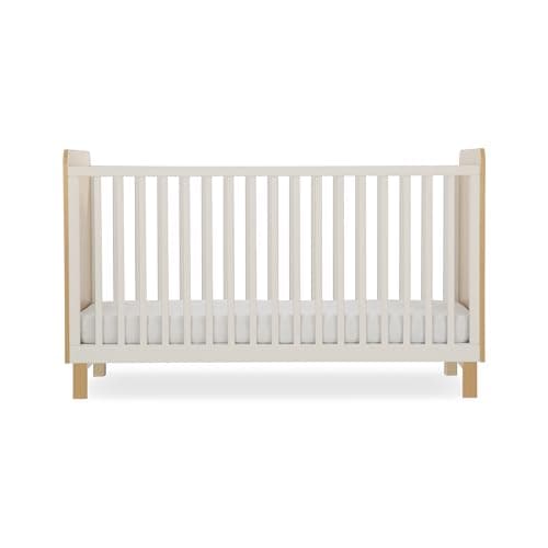 Image of CuddleCo Remi Cot Bed in Oak/Cashmere - Convertible Baby Bed & Baby Cot for Ages 0-5 Years, Stylish and Durable Design for Nursery, Adjustable Height, Safe and Comfortable Sleep Solution