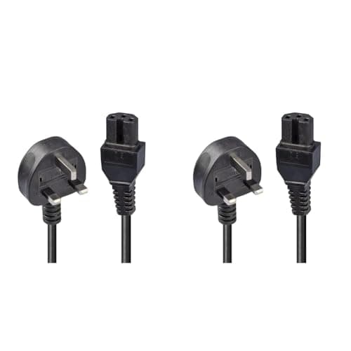 Image of LINDY 30458 2 m Mains UK 3 Pin Plug to Hot Conditioned IEC C15 Power Cable Lead - Black (Pack of 2)