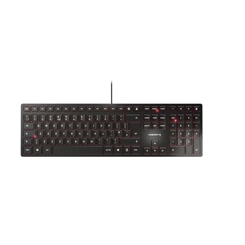 Image of CHERRY KC 6000 SLIM, Ultra-Flat Design Keyboard, UK Layout (QWERTY), Wired (USB-A Connection), Quiet, Durable Key Labelling, Black
