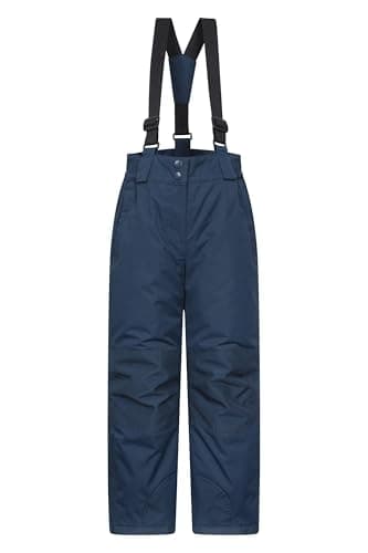 Image of Mountain Warehouse Honey Kids Snow Pants - Snowproof Childrens Trousers, Water Resistant Rain Pants with Zipped Pockets - for Sports, Skiing Holidays, Snowboarding Dark Blue Kids Size 5-6 Years