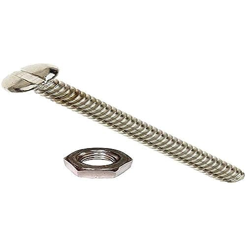 Image of Merriway BH02519 (10 Pcs) Slotted Pan Head Machine Screws with Nuts, M6 x 50 mm (1/4 Inch x 2 Inch), Bright Zinc Plated - Pack of 10 Pieces