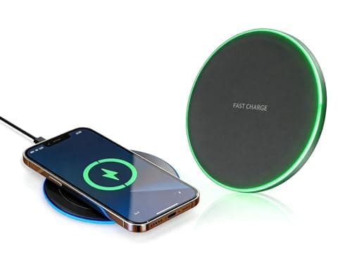 Image of 35W Wireless Charging Pad Slim Qi Fast Charger for iPhone & Samsung Galaxy Compatible with Mag‑Safe Cases and AirPods Wireless Charging Case (Black)