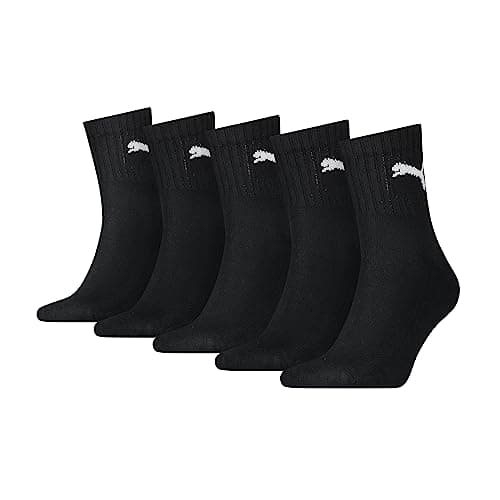 Image of PUMA Unisex Short Crew Socks (5 Pack) Socks, Black, 6-8 UK