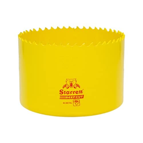 Image of Starrett Deep Cut Hole Saw - DCH0338 Heavy Duty Bi-Metal with Extra Cobalt HSS Teeth - For Metals Wood Cast Iron Fibreglass Plastic Materials - 86mm