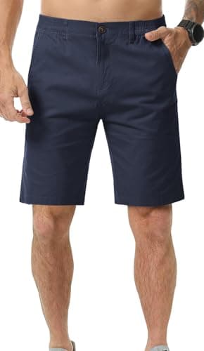 Image of Zetieny Mens Shorts Slim Fit Chino Short for Men UK Summer Casual Half Pants Cotton Shorts with Pockets Navy Blue