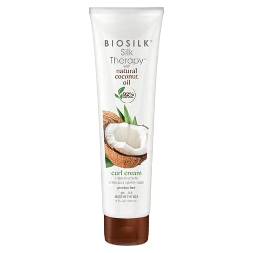 Image of BIOSILK Silk Therapy with Natural Coconut Oil Curl Cream | Moisturing Curly Hair | Styling Cream Anti Frizz | Natural Ingredients | 148 ml