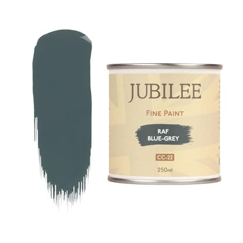 Image of Guild Lane Jubilee Furniture Paint – Upcycle & Transform Wood, Metal & Glass – Soft Sheen Finish for Indoor & Outdoor – Durable & Easy to Apply Multi-Surface Paint (RAF Blue-Grey, 250ml)