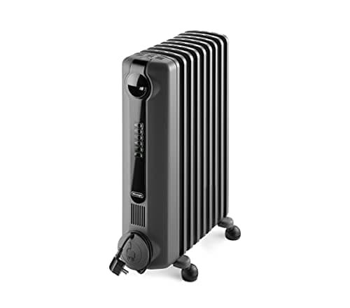 Image of De'Longhi Radia S Oil filled Radiator for Rooms up to 60m3, Anti-frost and ECO Functions, LED Display, Timer and Safety Thermostat, with Handle and Castors, 2000W, Grey TRRS0920E.G