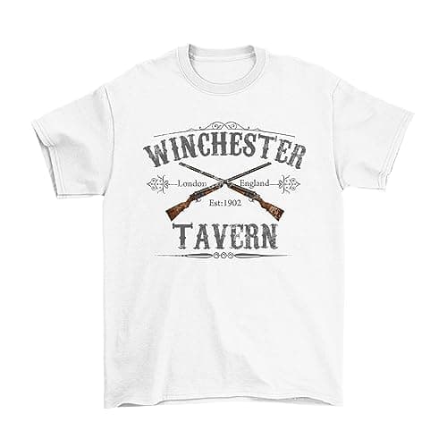 Image of jonny cotton Winchester Tavern, Unisex Retro Zombie Movie T-Shirt, Cult Comedy Horror White