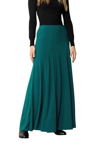 Image of Long Tall Sally - LTS Tall Green Godet Maxi Skirt - Women's