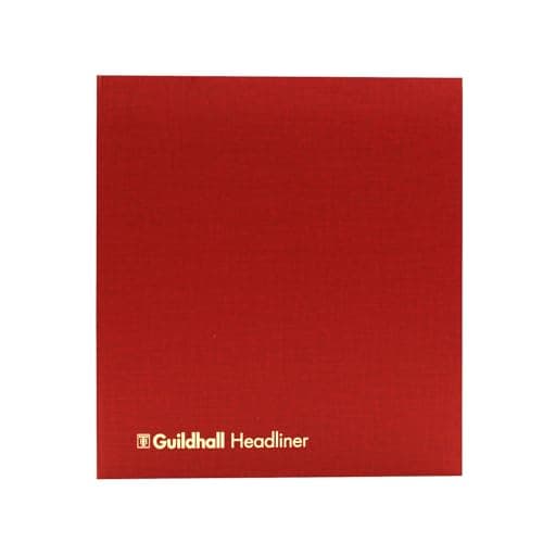 Image of Exacompta - Ref 48/6-12Z - Guildhall - Headliner Case bound Hardback Account Book, 298 x 273mm, 6 Debit and 12 Credit Column, 80 Pages, Burgundy Vinyl Cover, Traditionally Sewn