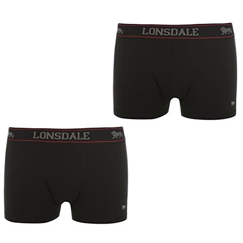 Image of Lonsdale Mens 2 Pack Trunks Black S