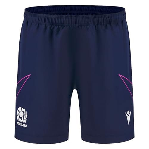 Image of Macron Scotland SRU 2025/26 Mens Bermuda Training Shorts (UK, Alpha, XL, Regular, Regular, Blue)