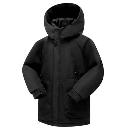 Image of duxyoz Kids Waterproof Jacket - Windproof,Lightweight,Breathable,Padded,Warm,Packable Raincoat for Girls & Boys Rain Jacket Black 13-15 Years