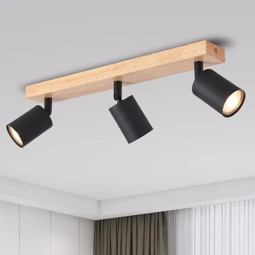 Image of ANWIO Black Ceiling Light,Spot Light Ceilings,Bedroom Kitchen Spotlights Ceiling Lights with GU10 Bases,3 Way Lights Fittings Ceilings for Living Room (EUS-EA19, NO Bulbs)