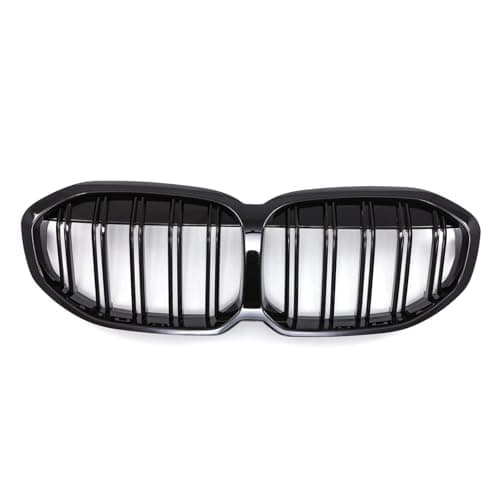 Image of Gravity Performance Gloss Black Double Bar Kidney Grille Compatible with BMW 1 Series F40 2019-2024 Sporty Aggressive Improved Styling Twin Slat Radiator Grill Easy Fitting