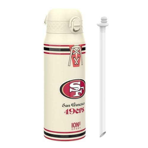 Image of NFL San Francisco 49ers Sports Thermal Water Bottle with Removable Straw, 750ml/24oz, Leak Proof Insulated Drinking Bottle, Easy to Open, Secure Lock, Dishwasher Safe, Flip Cover, Metal Water Bottle