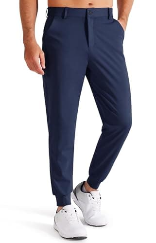 Image of Libin Men's Golf Joggers Stretch Slim Fit Golf Pants Jogging Bowling Outdoor Chino Trousers Sports Running Casual with Pockets, Navy L