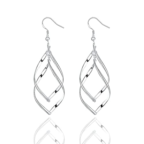 Image of 925 Sterling Silver Earrings Dangle Earrings Linear Drop Statement Earrings for Women Teen Girls(Leaf shape)