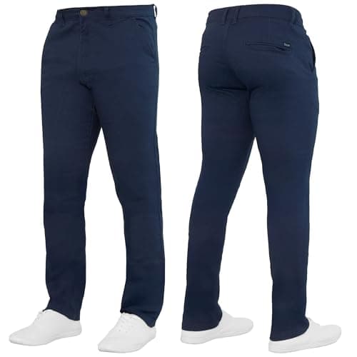 Image of 989Zé ENZO Mens Stretch Chino Slim Fit Leg Jeans Trousers Pants by Raw Denim EZ348 Navy 34W / 32L