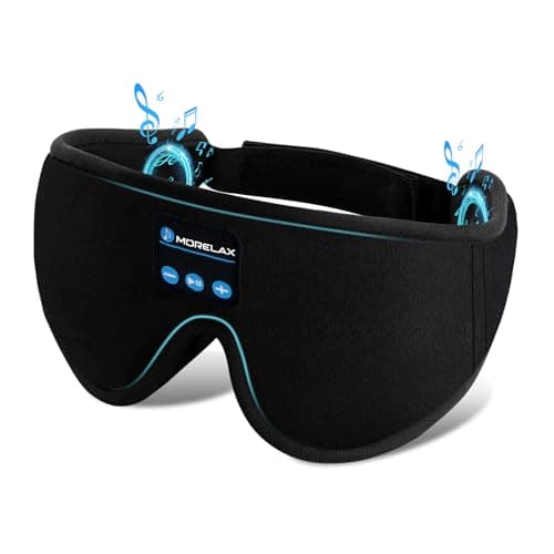 Image of Morelax Bluetooth Sleep Mask Headphones, Blackout Wireless 3D Eye Mask with Headphones, 12H Sleeping Headband, HD Stereo Sleep Earphones, Adjustable for Travel,Nap,Yoga,Meditation,Insomnia Gift(Black)