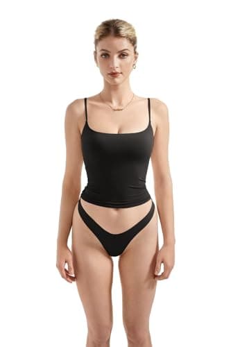 Image of SUUKSESS Women Sexy Square Neck Tank Top Summer Y41K Going Out Basic Cami Shirt Black