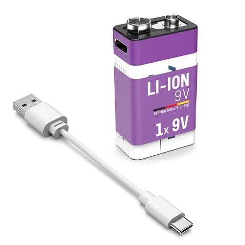 Image of ANSMANN 1 x 9 V E-Block Battery Li-Ion with USB Type-C Connection, Rechargeable via USB-C/High Power of 9 Volt & 400 mAh