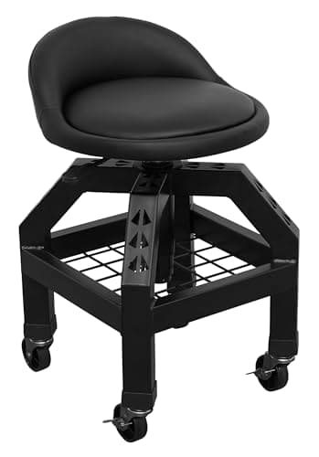 Image of Sealey Creeper Stool Pneumatic with Adjustable Height Swivel Seat & Back Rest - SCR03B