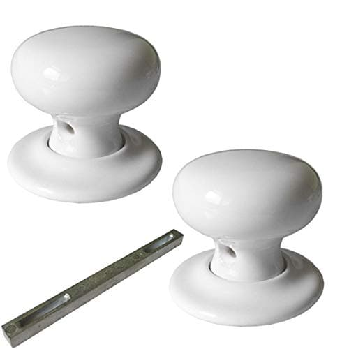 Image of Securit SP7716 White Ceramic Classic Mortice Door Knob Set - 60mm,White,rose