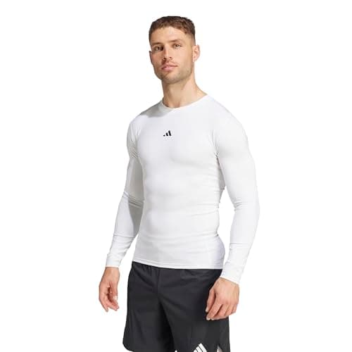 Image of adidas Men's Techfit Compression Long Sleeve Training T-Shirt, White, XL
