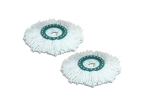 Image of Leifheit Replacement Head Clean Twist Disc Mop, x 2 Pack, High Dirt and Water Absorption with Effective Micro Fibre Cleaning, Microfibre, White, 21 x 17 x 8.5 cm