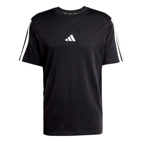 Image of adidas Men's Essentials Three Stripes Single Jersey TEE, Black/White, S