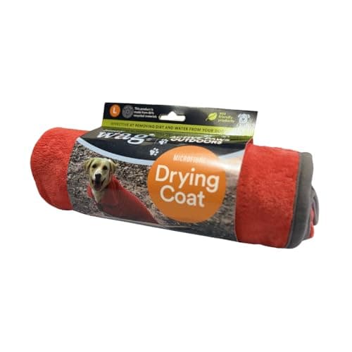 Image of Henry Wag Red Drying Coat - Soft & Highly Absorbent Microfibre, Muddy Pet Accessories, Quick Drying - Designed for Dogs - GRS Recycled Polyester - Large (52cm)