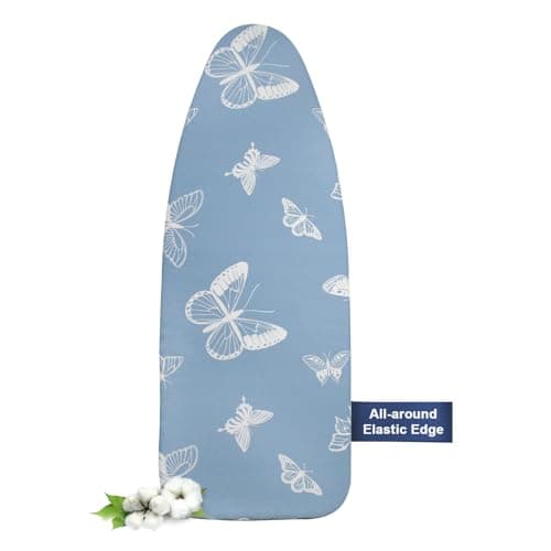Image of Frilodge Ironing Board Cover and Pad Large, 135 x 45, 140 x 45, Thick Padding, Resist Scorching and Staining, Adjustable Fastener, Heavy Duty Padded Iron Board Covers Butterfly