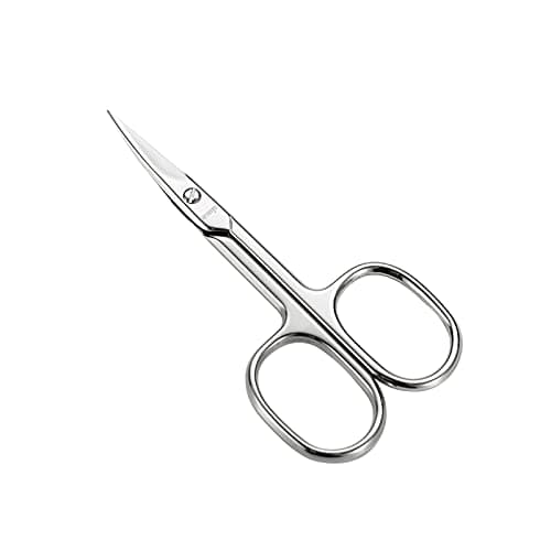 Image of LIVINGO Premium Manicure Scissors Multi-Purpose Stainless Steel Cuticle Pedicure Beauty Grooming Kit for Nail, Toenail, Eyebrow, Eyelash, Dry Skin Curved Blade 9cm