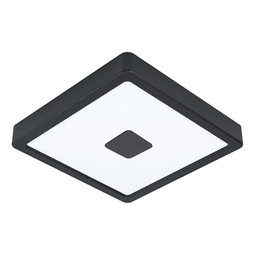 Image of Eglo LED Outdoor Ceiling Light Iphias 2, Outside lamp for wall and Ceiling, Porch Lighting, Exterior lamp Made of Metal in Black and Plastic in White, Warm White, IP44, 21 cm