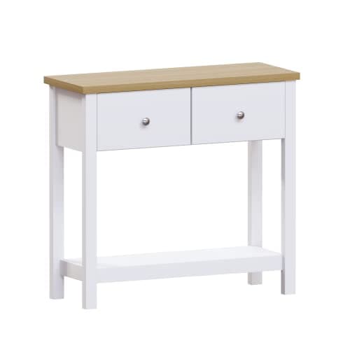 Image of Vida Designs Arlington Console Table Shelf Hallway Side End Dressing Table MDF (White, 2 Drawer)