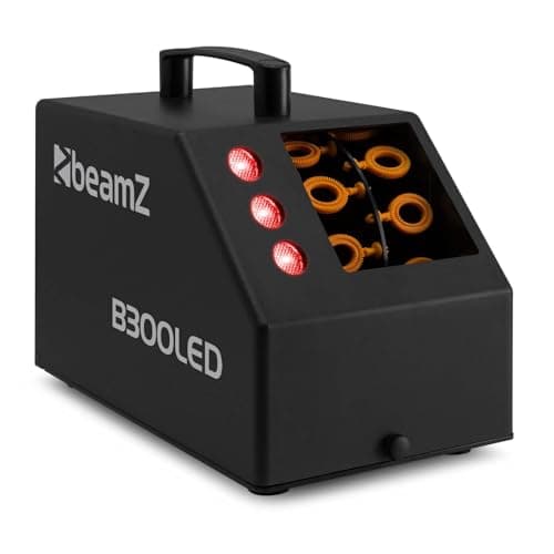 Image of BeamZ B300LED Compact Bubble Machine with Built-In RGB LED Lights & Wireless Remote – Ideal For Children's Parties, Wedding Events & DJ Set-Ups – Portable Lightweight Design, Black