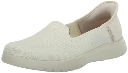 Image of Skechers Women's On-The-Go Flex Camellia Slip-On Sneakers, Off-White Textile, 4 UK