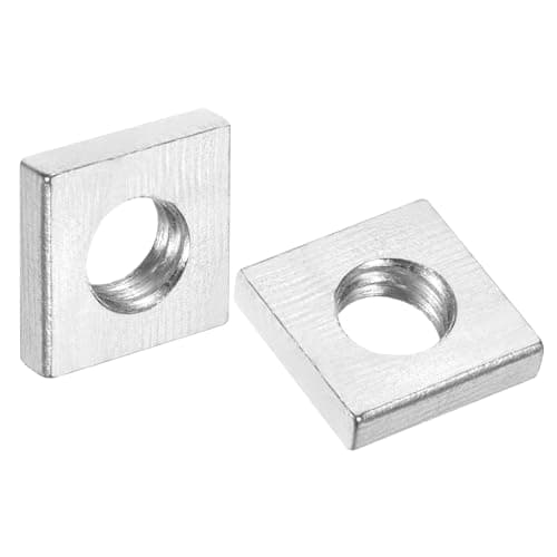 Image of sourcing map 10Pcs M6x11mmx3mm Square Nuts, Carbon Steel Zinc Plated Coarse Thread Square Nuts Fasteners for Home Repairs and Professional Engineering, Silver