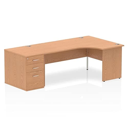 Image of DYNAMIC Impulse 1800mm Panel End Right Crescent Desk Workstation Oak 800 Pedestal