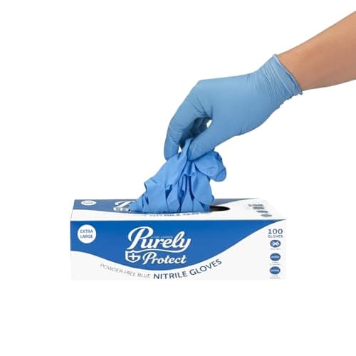 Image of Blake & White Purely Protect XL Blue Nitrile Gloves - Powder & Latex Free Disposable Gloves for Medical & Industrial Use - Made from 100 Percent Hypoallergenic Rubber Material - Box of 100