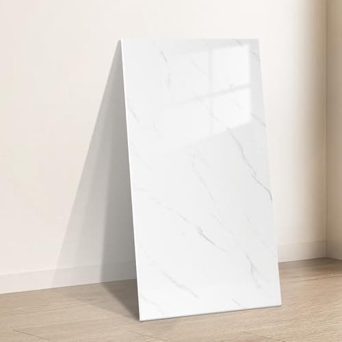 Image of Takezuaa 10pcs Self Adhesive Wall Tiles Marble, Tile Stickers White 30x60cm, Peel and Stick on Tiles for Bathroom Kitchen Backsplash Waterproof Removable