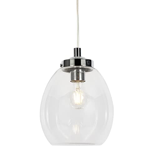 Image of LITECRAFT Quincy Bathroom Ceiling Pendant Glass Shaded 1 Light - Polished Chrome