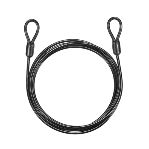 Image of PATIKIL Security Cable Lock (4mm Dia 1.8 Meters 35kg Load, Black) Vinyl Coated Stainless Steel Double Loops Flexible Wire Rope Safety Cable Luggage Lock Suit for - Outdoor